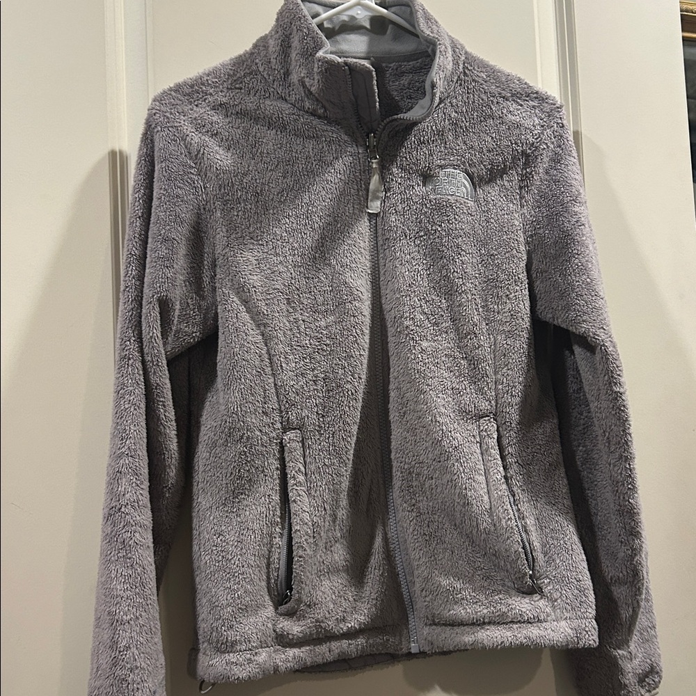 THE NORTH FACE Women ZipUp Fleece grey Jacket zip pockets Outdoors Fall Size S